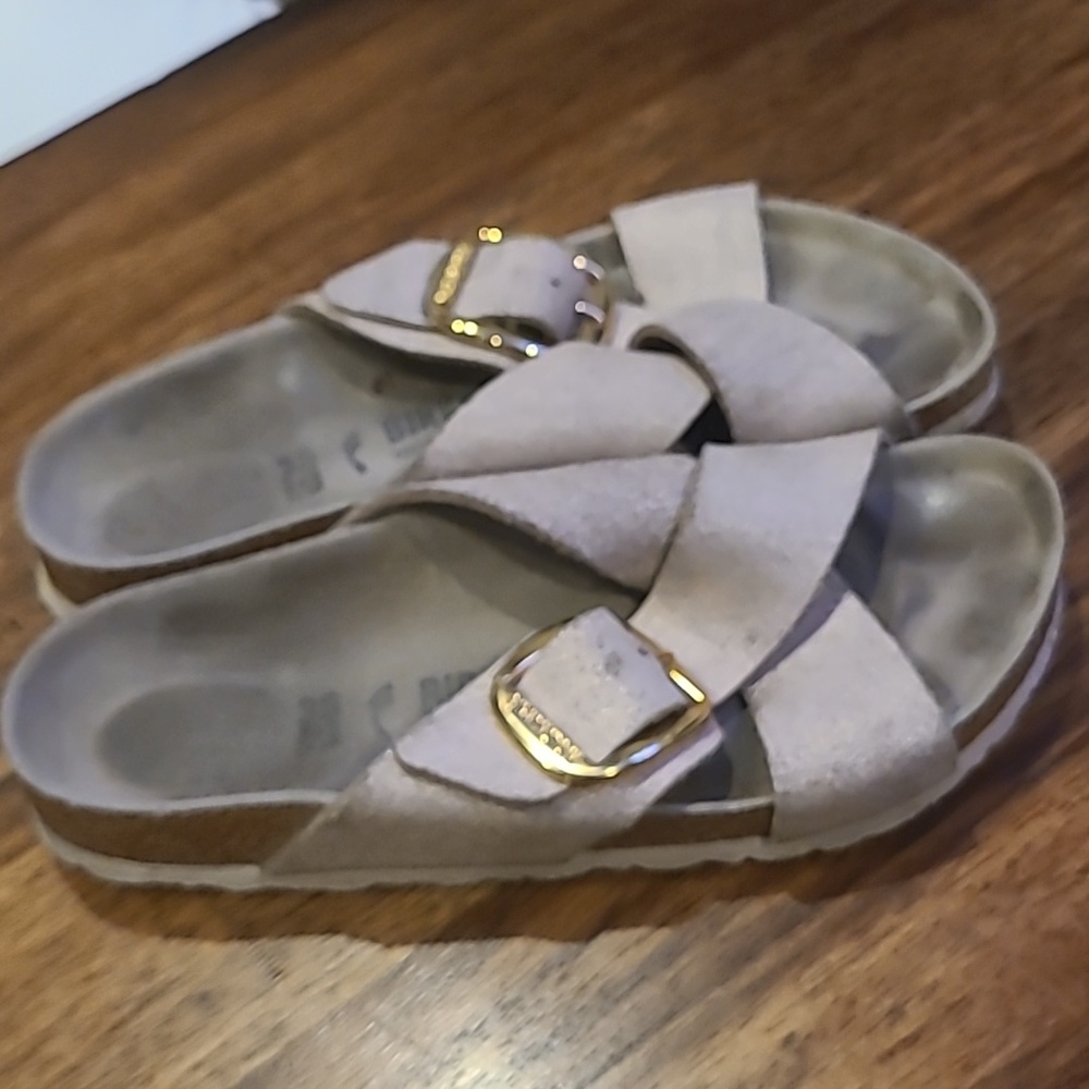 Birkenstock Siena Big Buckle Sandal - Washed Metallic Stone Pink - Size 38